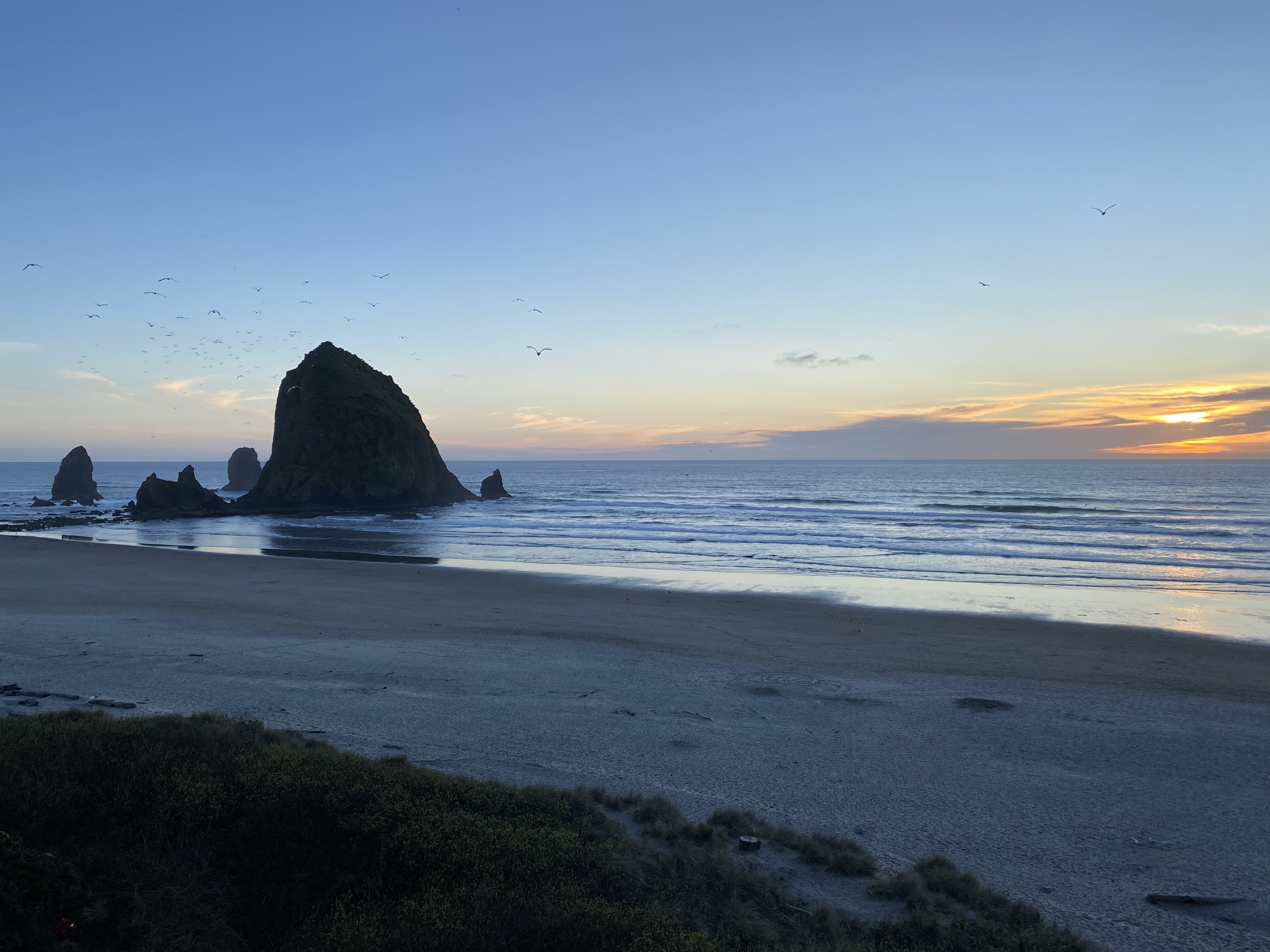 Haystack Rock at sunset, Cannon Beach Oregon