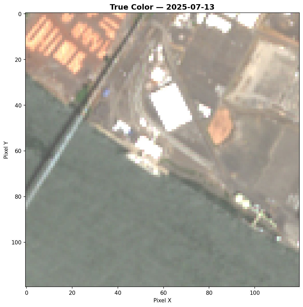 True color satellite image July 2025 - Port of Longview